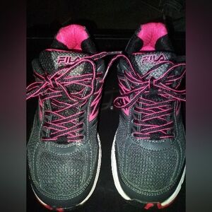 Fila Women's Athletic Shoes - Black and Pink Accents